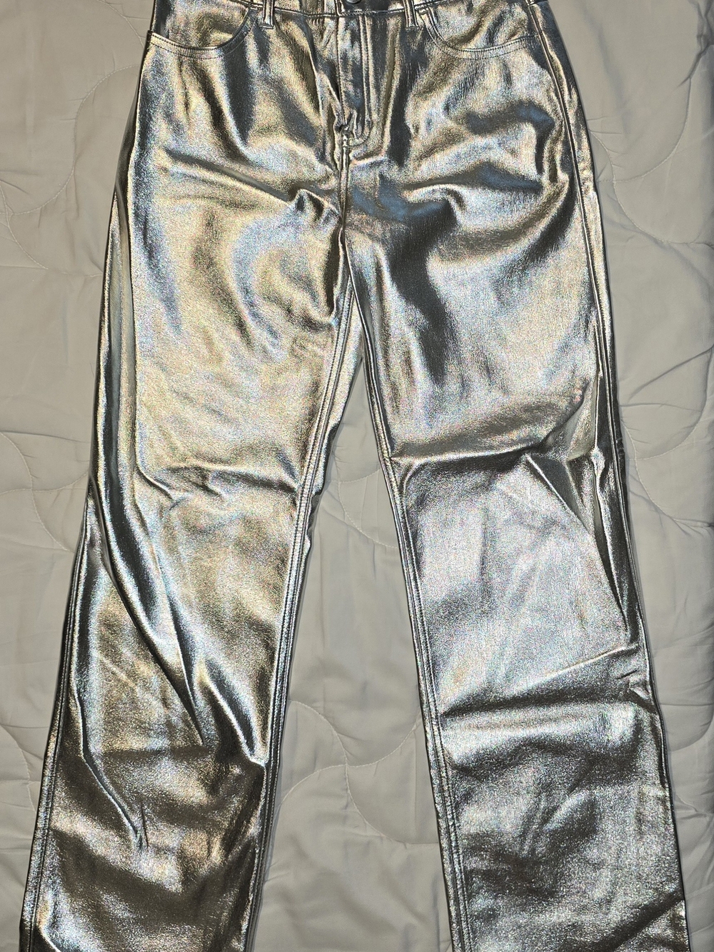 abercrombie kids Iridescent Silver Straight-Leg Jeans